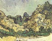 Vincent Van Gogh Mountains at Saint-Remy with Dark Cottage (nn04) USA oil painting reproduction